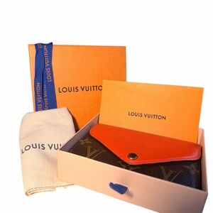 Louis Vuitton Epi Marie Lou Monogram Wallet with Vibrant Orange Accent